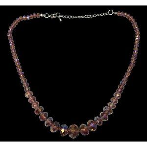 Elegant Sparkly AB Brown Faceted Glass Beaded Necklace
